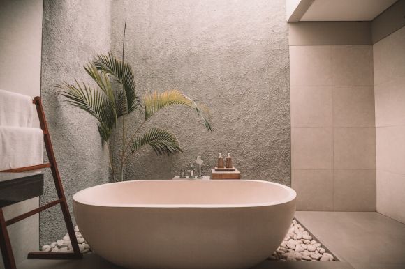 Bathroom Makeover - white ceramic bathtub