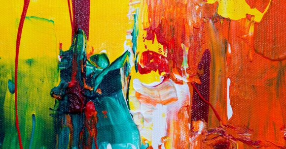Wall Art - Orange Red and Green Abstract Painting