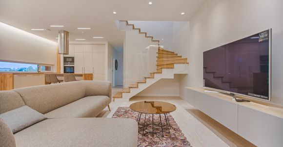 Smart Home - Turned-on Gray Flat Screen Smart Tv