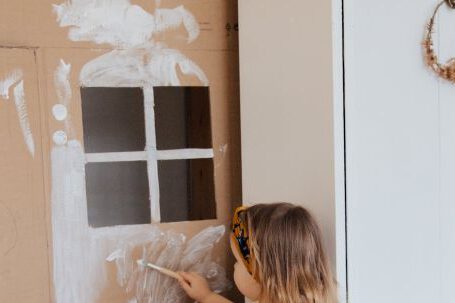 Renovation Tips - Girl Painting Cardboard House